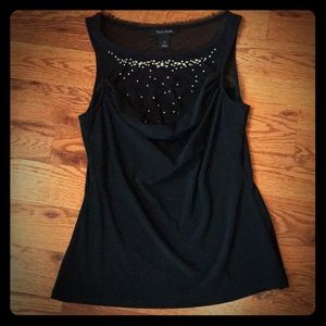 White House Black Market Black Bejeweled Top S